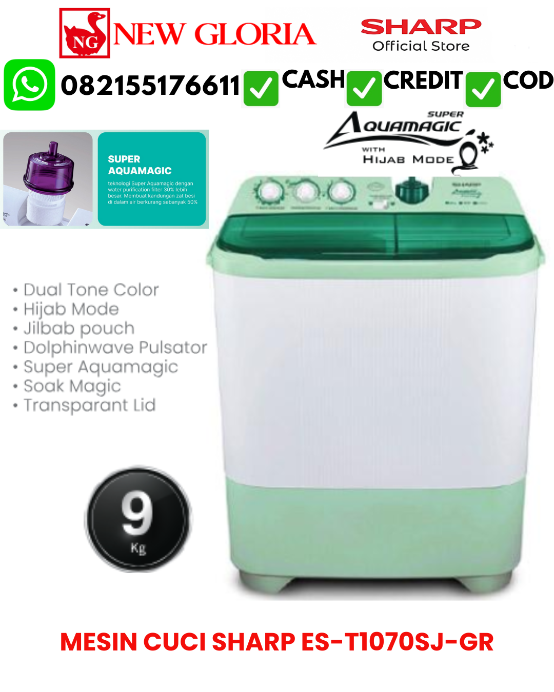 MESIN CUCI SHARP ES-T1070SJ-GR