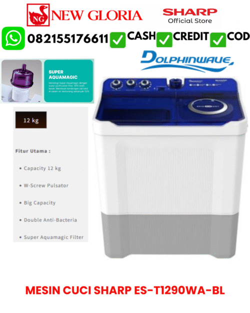 MESIN CUCI SHARP ES-T1290WA-BL