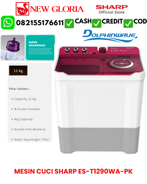 MESIN CUCI SHARP ES-T1290WA-PK