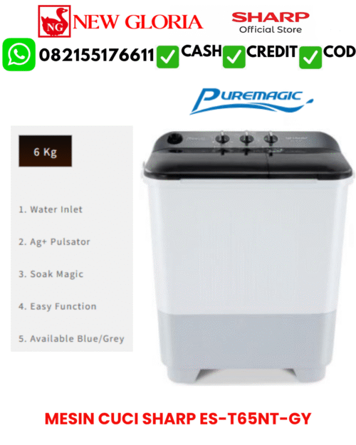 MESIN CUCI SHARP ES-T65NT-GY