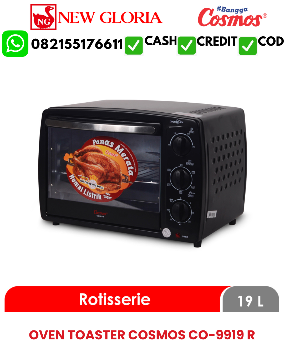 OVEN TOASTER COSMOS CO-9919 R