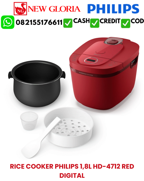 RICE COOKER PHILIPS 1,8L HD-4712 RED DIGITAL