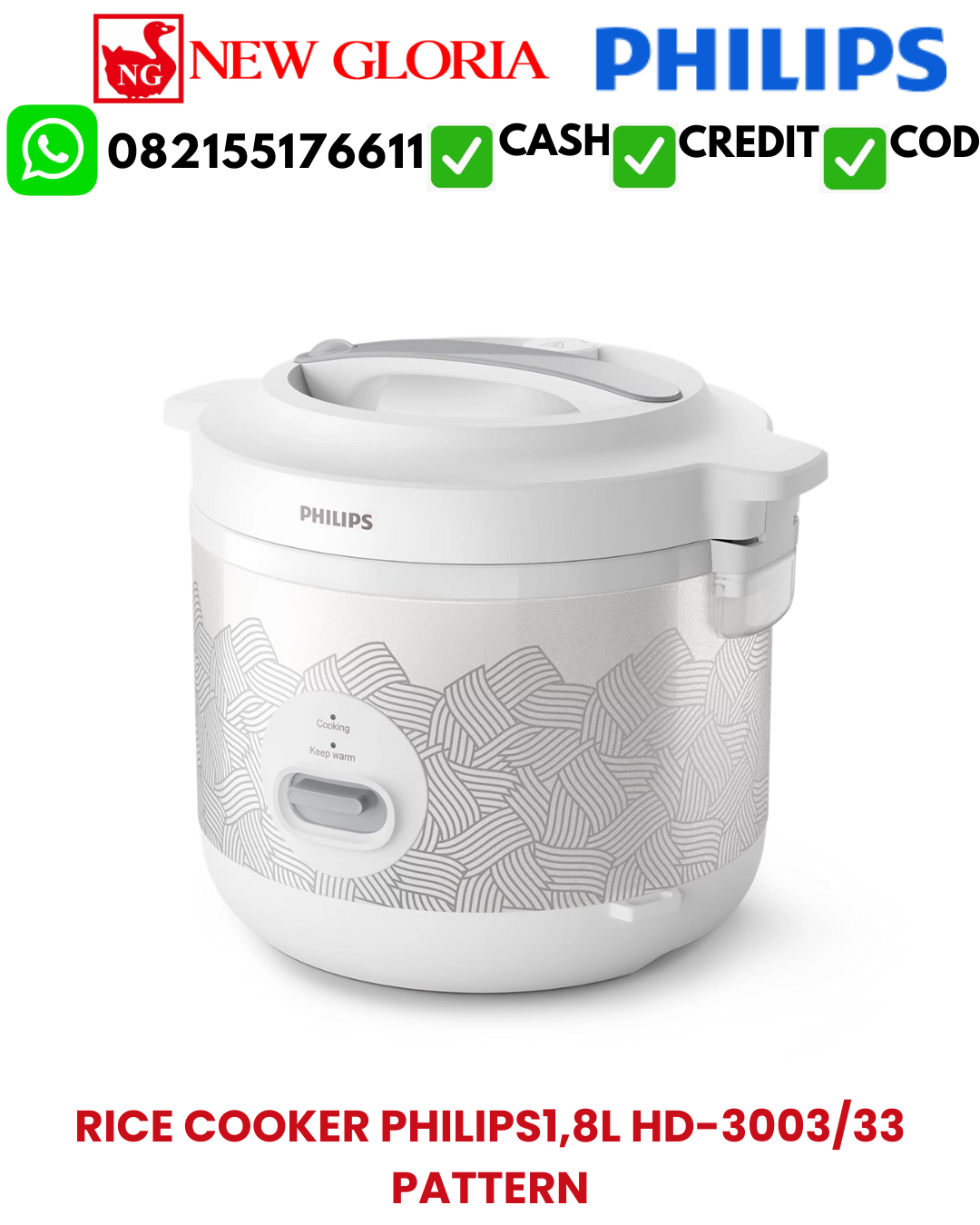 RICE COOKER PHILIPS1,8L HD-3003/33 PATTERN