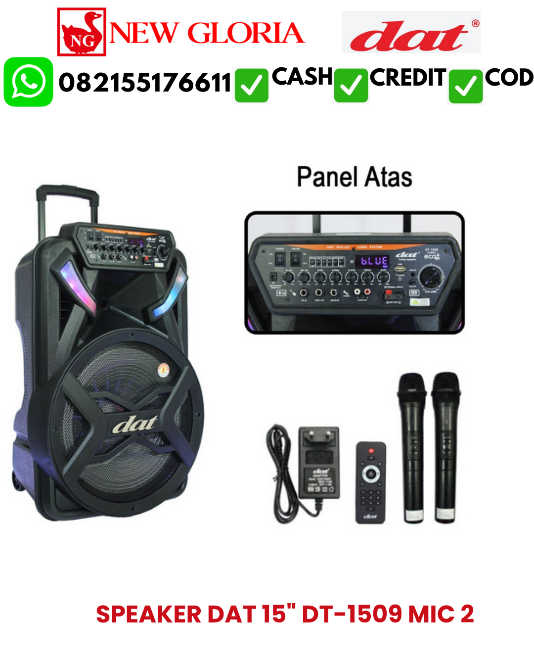 SPEAKER DAT 15″ DT-1509 MIC 2