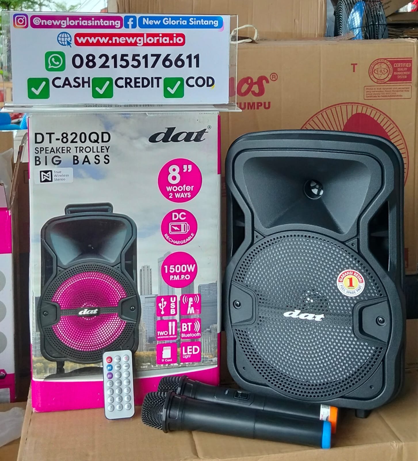 SPEAKER DAT TROLLY 8″ DT820QD ECO + 2MIC