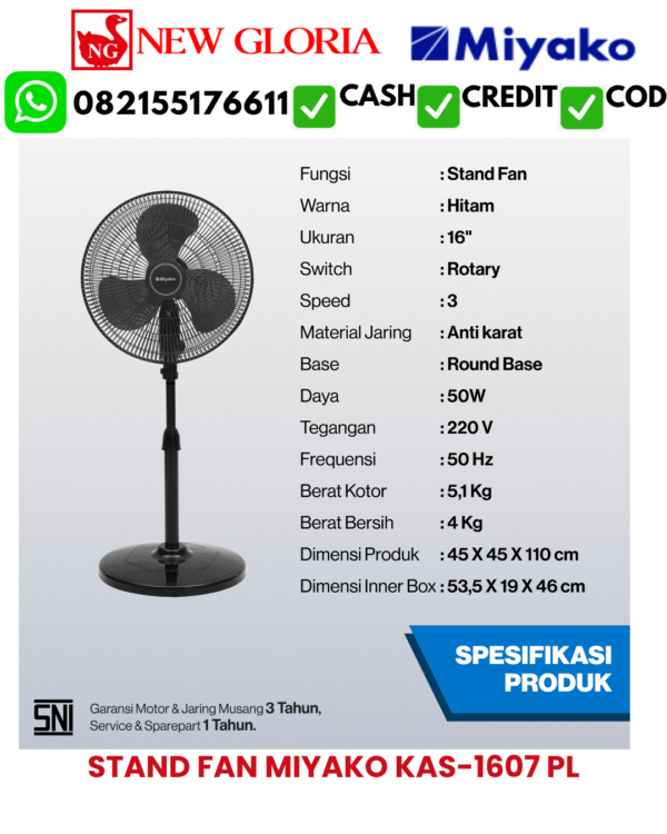 STAND FAN MIYAKO KAS-1607 PL