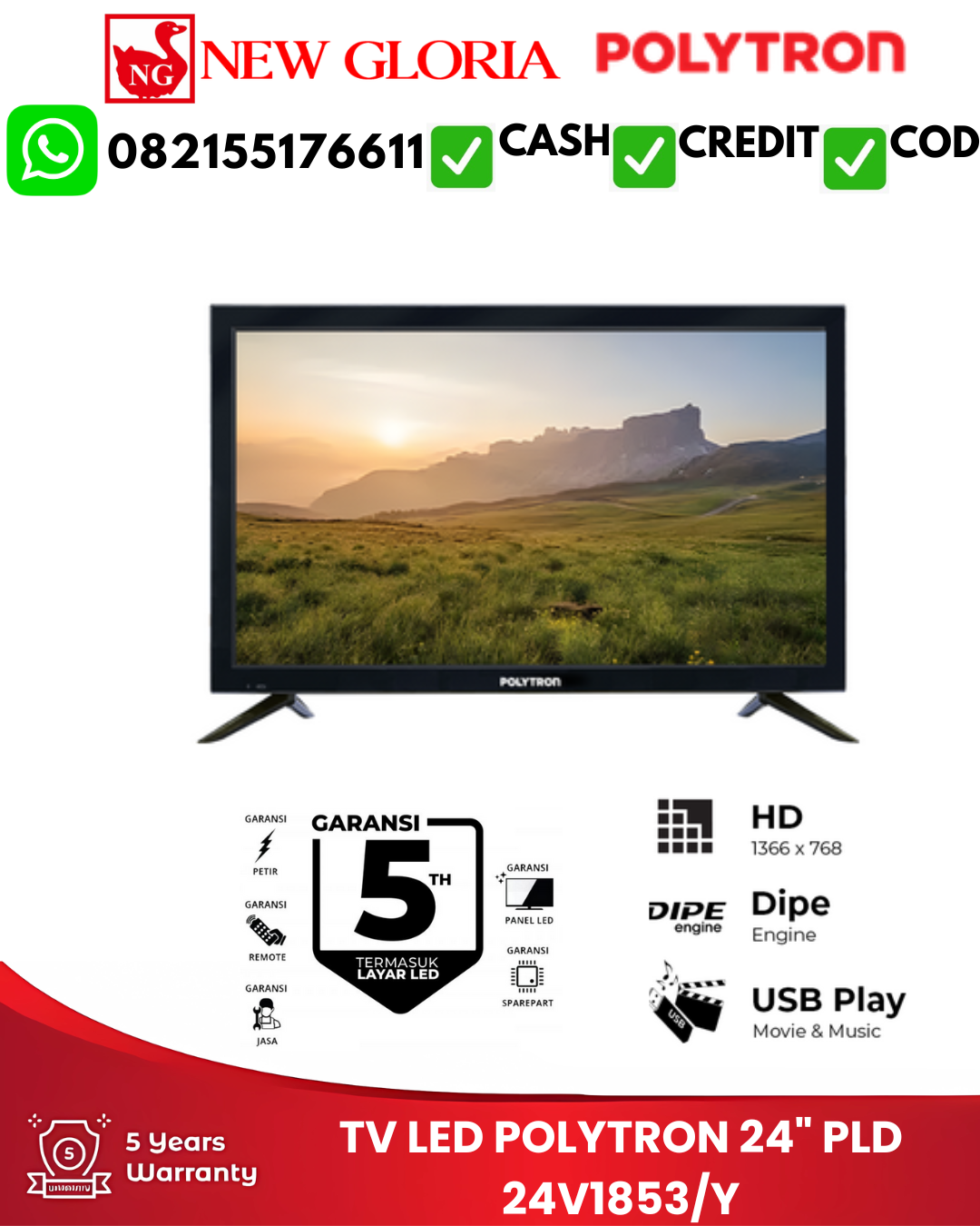 TV LED POLYTRON 24″ PLD 24V1853/Y