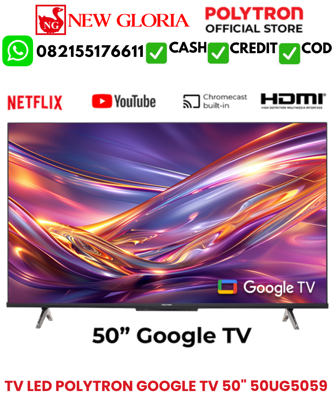 TV LED POLYTRON GOOGLE TV 50″ 50UG5059