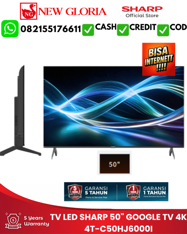 TV LED SHARP 50" GOOGLE TV 4K 4T-C50HJ6000I
