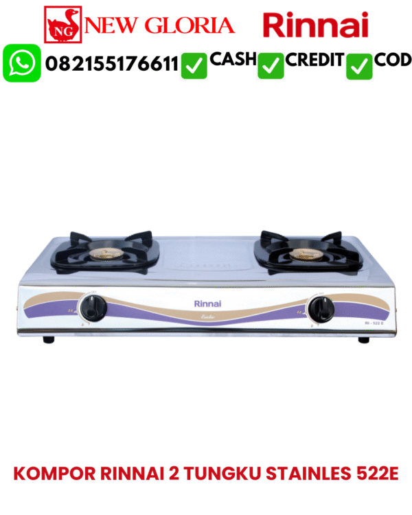 KOMPOR RINNAI 2 TUNGKU STAINLES 522E