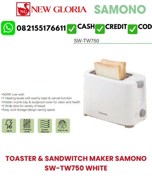TOASTER & SANDWITCH MAKER SAMONO SW-TW750 WHITE TOASTER & SANDWITCH MAKER SAMONO SW-TW750 WHITE