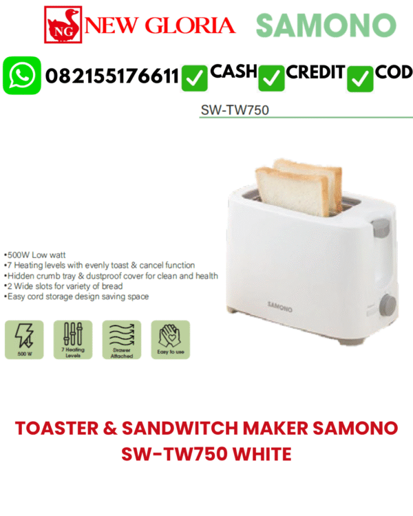 TOASTER & SANDWITCH MAKER SAMONO SW-TW750 WHITE