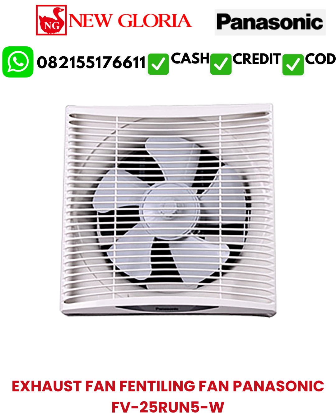 EXHAUST FAN FENTILING FAN PANASONIC FV-25RUN5-W