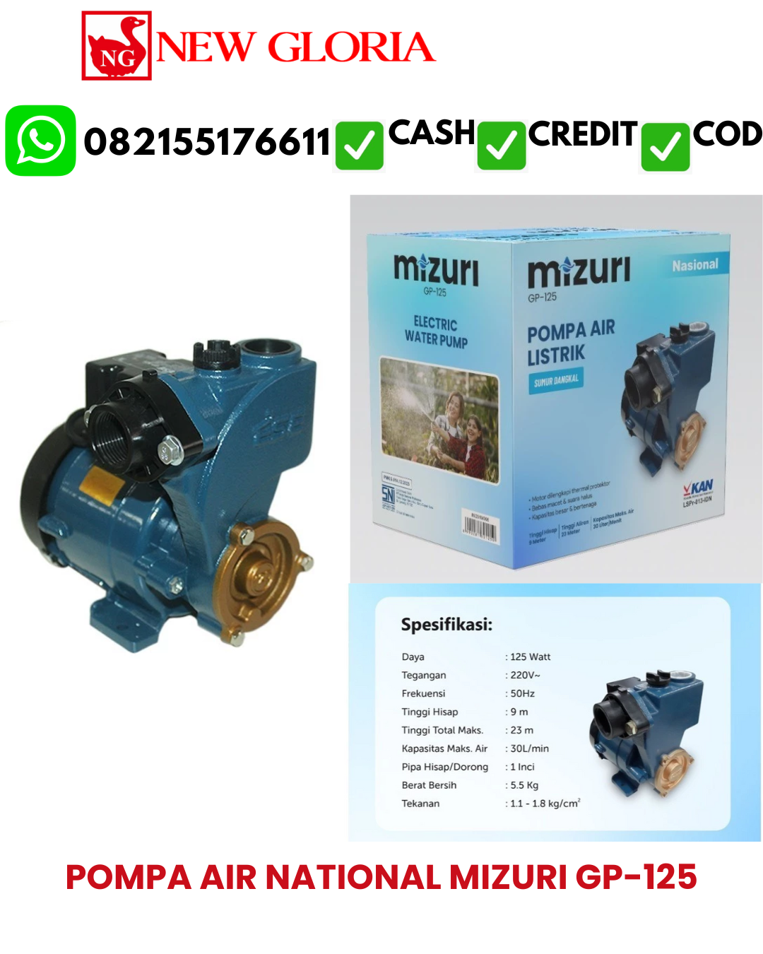 POMPA AIR NATIONAL MIZURI GP-125