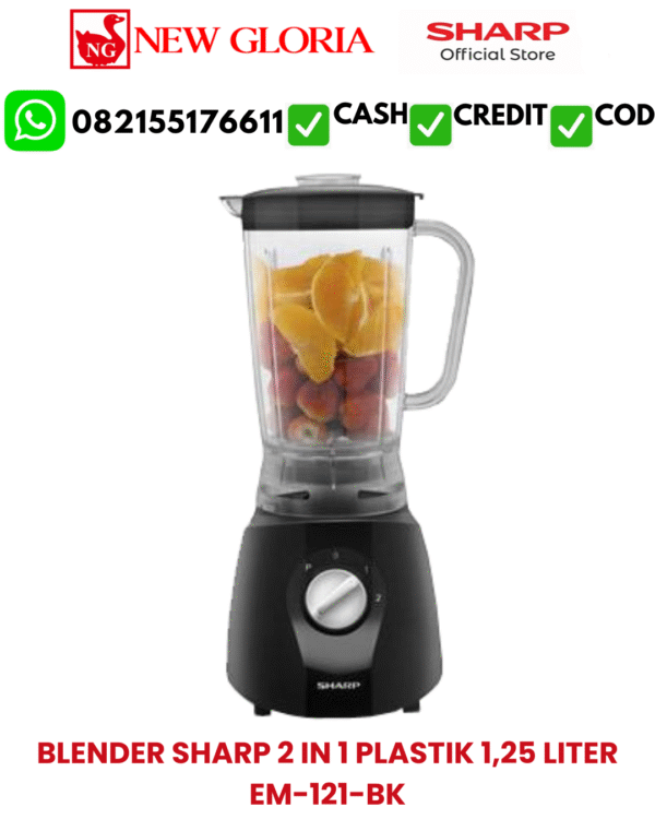 205 BLENDER SHARP 2 IN 1 PLASTIK 1,25 LITER EM-121-BK