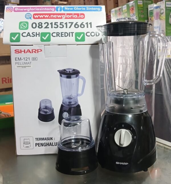 BLENDER SHARP 2 IN 1 PLASTIK 1,25 LITER EM-121-BKR BLENDER SHARP 2 IN 1 PLASTIK 1,25 LITER EM-121-BK