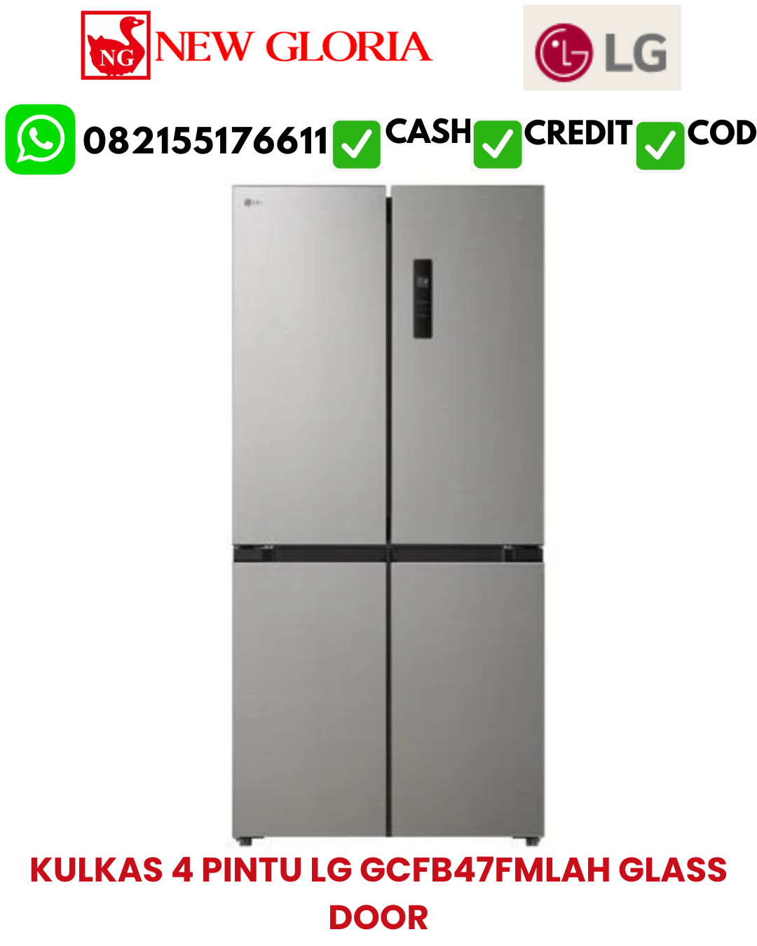 KULKAS 4 PINTU LG GCFB47FMLAH GLASS DOOR