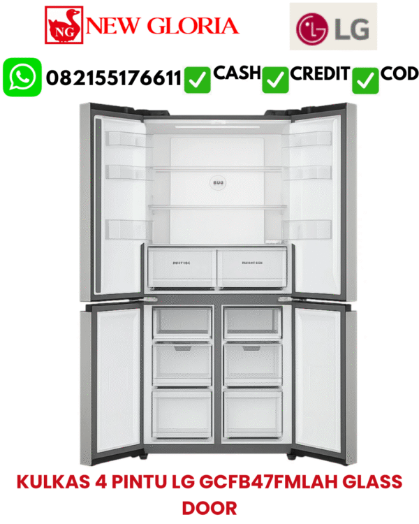 KULKAS 4 PINTU LG GCFB47FMLAH GLASS DOOR