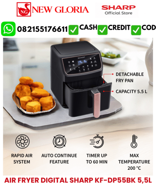 AIR FRYER DIGITAL SHARP KF-DP55BK 5,5L AIR FRYER DIGITAL SHARP KF-DP55BK 5,5L
