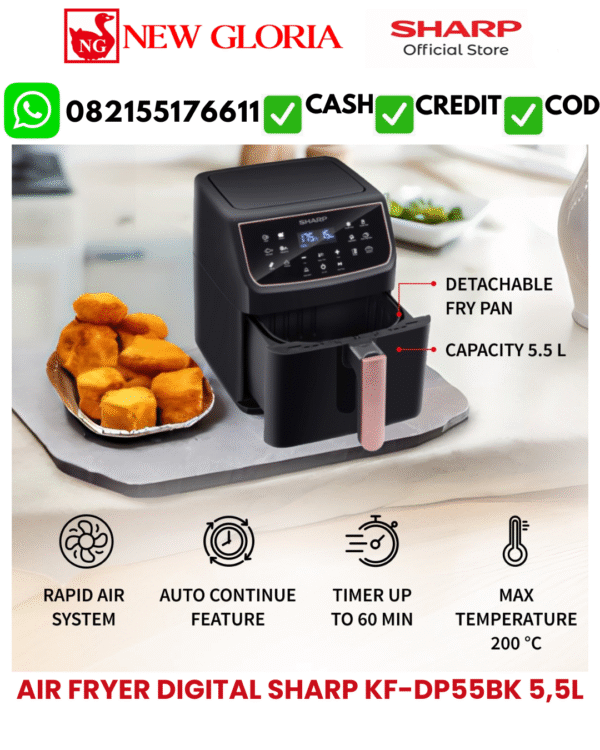 AIR FRYER DIGITAL SHARP KF-DP55BK 5,5L