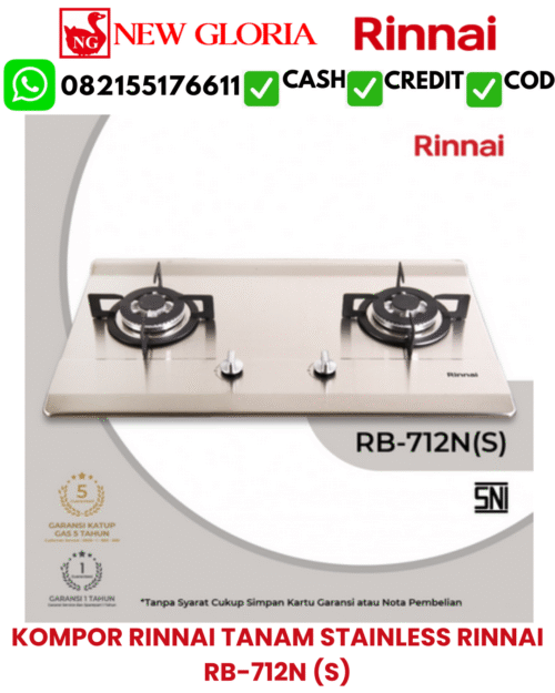 KOMPOR RINNAI TANAM STAINLESS RINNAI RB-712N (S)