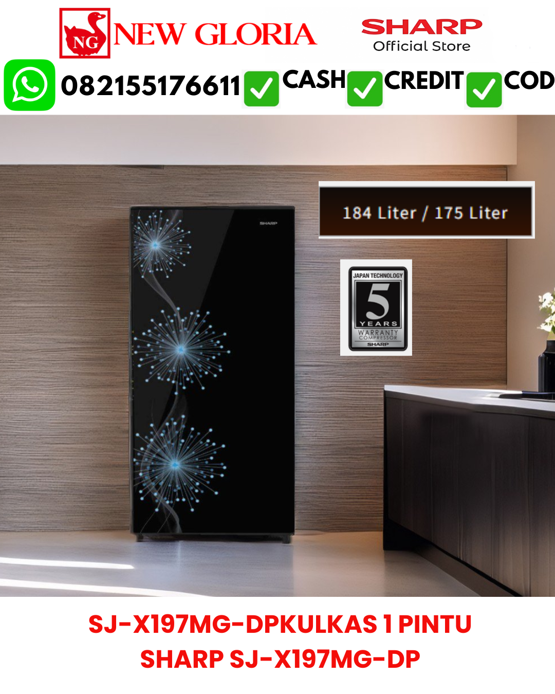 KULKAS 1 PINTU SHARP SJ-X197MG-DB