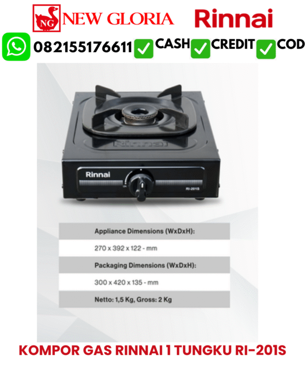 KOMPOR GAS RINNAI 1 TUNGKU RI-201S