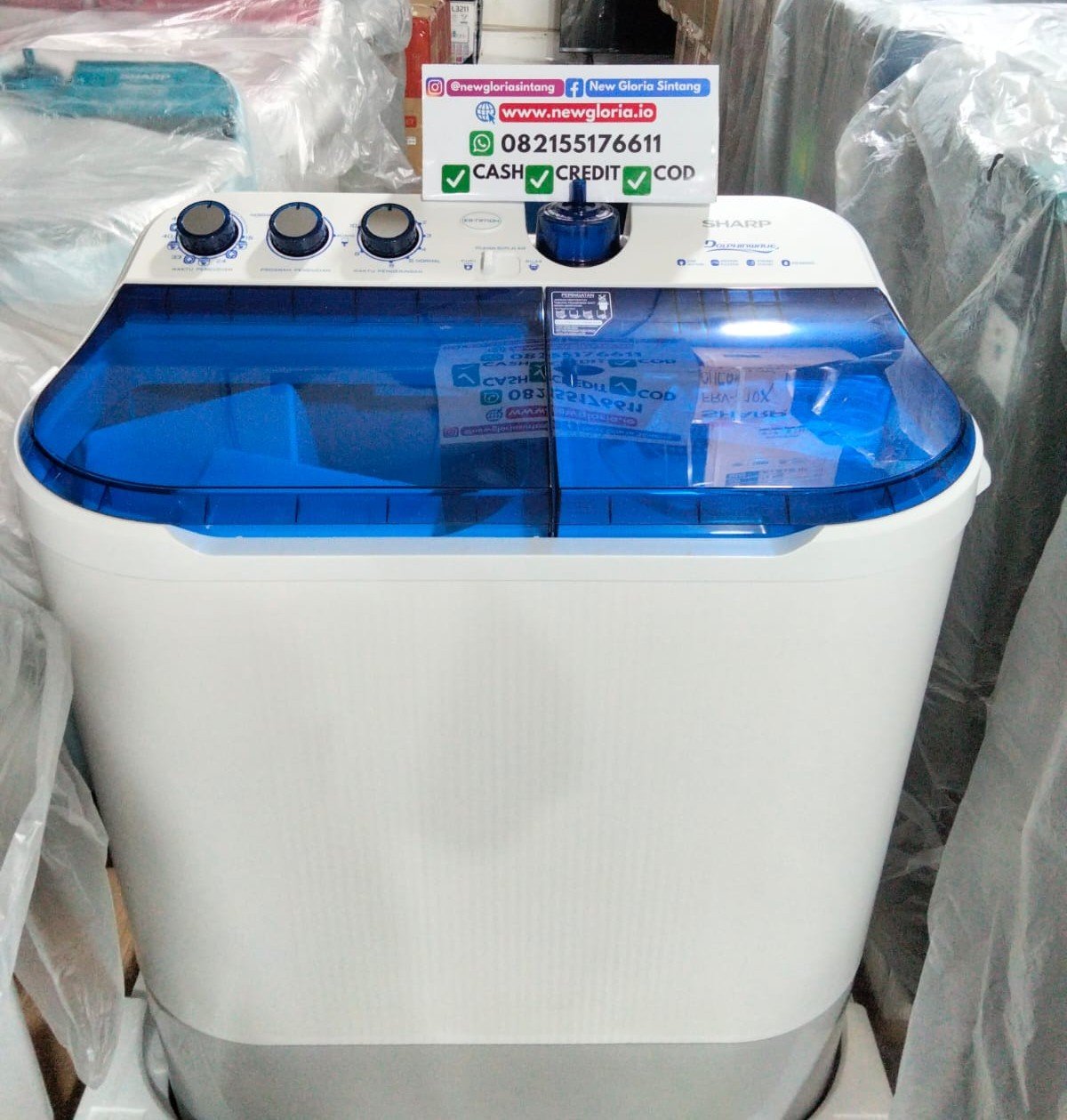 MESIN CUCI SHARP DOLPHINWAFE 9,5KG ES-T971DM-BL