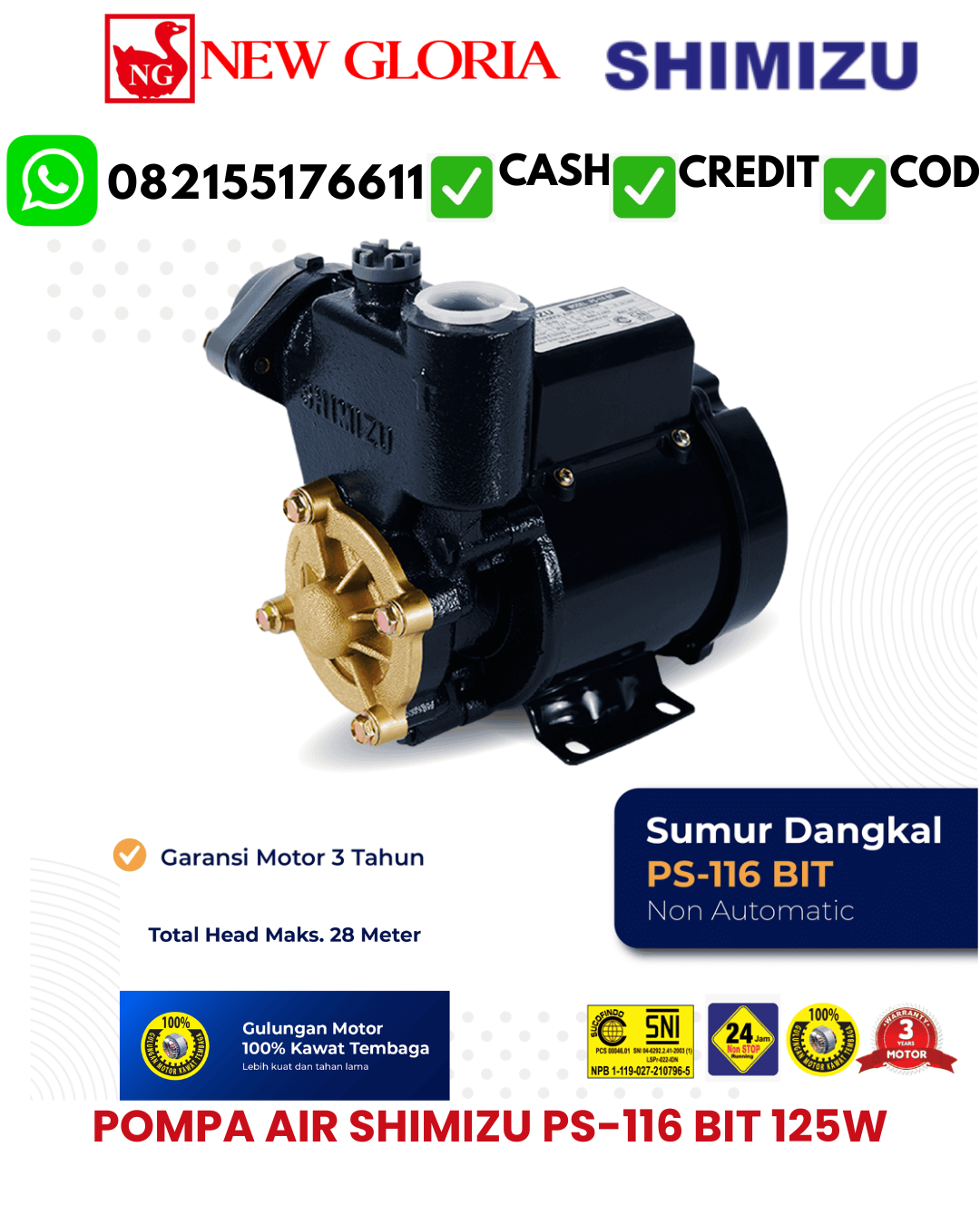 POMPA AIR SHIMIZU PS-116 BIT 125W